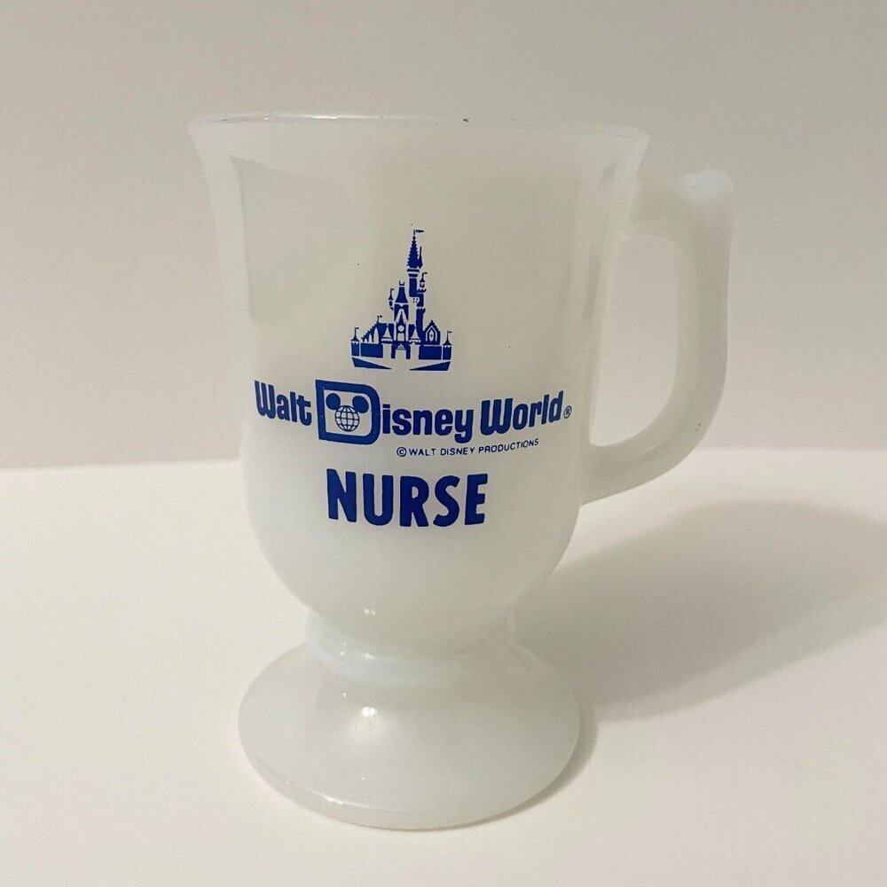 Vintage Walt Disney World Productions Nurse Milk Glass Coffee Mug Flaws